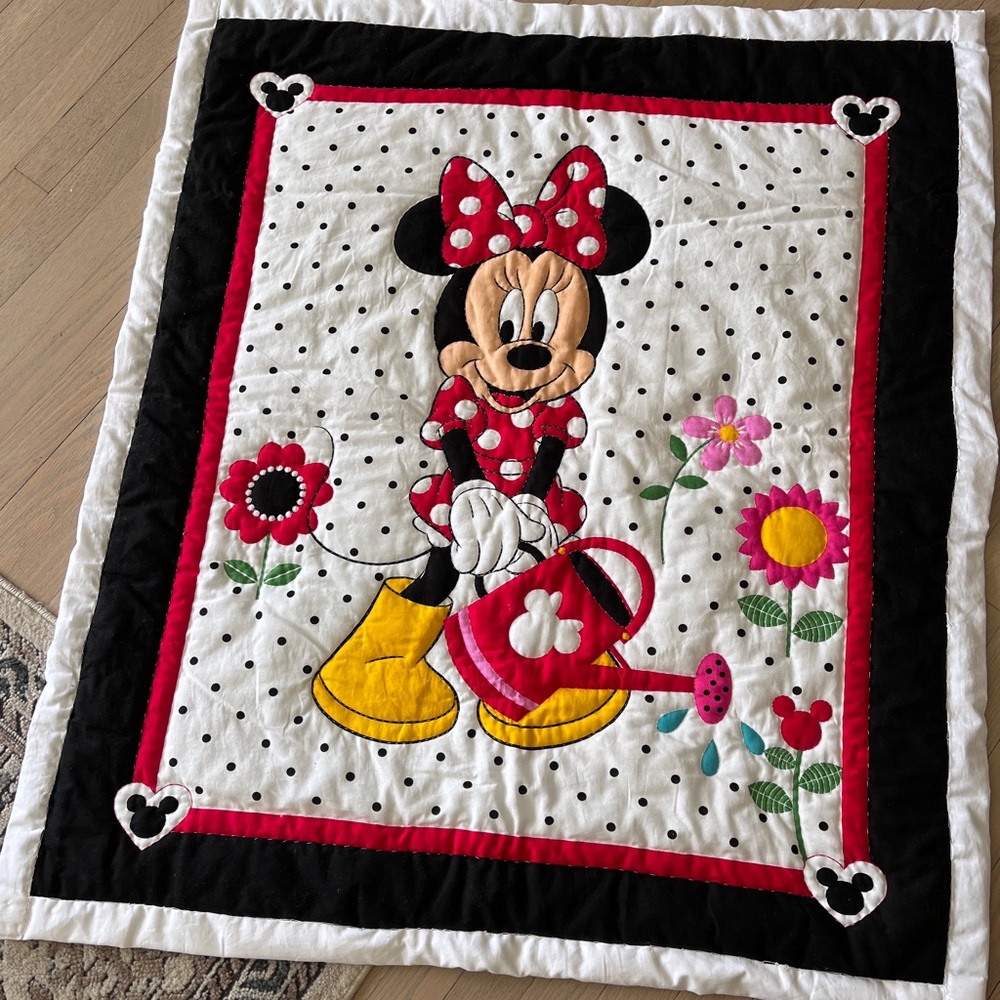 Custom baby crib quilt toddler Disney Minnie Mouse nursery handmade